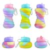 550ML Collapsible Water Bottles Outdoor Sports Fold Water Cup Silicone Leakproof Portable Kettle Travel Children Adult Bottle - 550ML - G