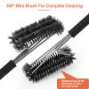 BBQ Grill Cleaning Brush Stainless Steel Barbecue Cleaner with 18in Suitable Handle - Silver & Black