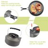 2-3 People Outdoor Teapot Set Pot Combination Camping Folding Pot Cookware Set - k05-black